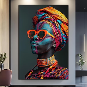 African Woman Wall Art-Ethnic African Wall Art-Tempered Glass Wall Art-Large Glass Wall Art-African Culture-African Wall Art-Glass Printing