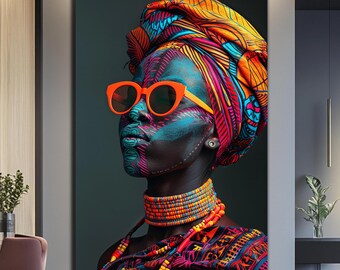 African Woman Wall Art-Ethnic African Wall Art-Tempered Glass Wall Art-Large Glass Wall Art-African Culture-African Wall Art-Glass Printing