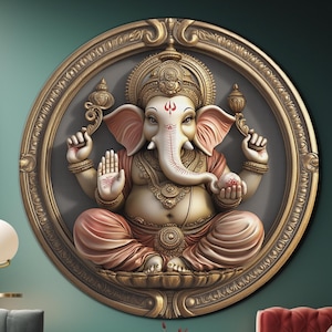 Ganesha Wall Art-Tempered Glass Wall Art-Hindu Wall Art-Round Wall Art-Large Glass Wall Art-Ganesh Wall Decor-Glass Printing-Circle Wall Art