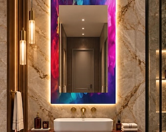 Tempered Glass Wall Art,Round Wall Mirror,Mirror for Bathroom,Decorative Mirror, Living Room Mirror Decor,Modern Wall Mirror, Glass Printing
