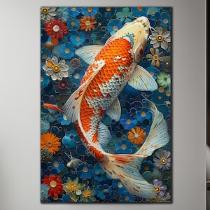 Koi Fish Wall Art-Tempered Glass Wall Art-Japanese Koi Fish-Glass Printing-Koi Fish Wall Decor-Glass Large Wall Art-Animal Wall Art-Gift