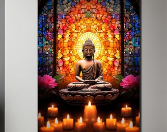 Buddha Wall Art-Hindu Wall Art-Tempered Glass Wall Art-Large Wall Art-Buddha Wall Painting-Glass Printing-Buddha Wall Decor-Indian Wall Art