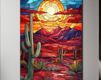 Saguaro Cactus Wall Art-Tempered Glass Wall Art-Arizona Desert Wall Art-Glass Printing-Large Glass Wall Art-Southwestern Wall Art