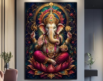 Ganesha Wall Art-Tempered Glass Wall Art-Large Glass Wall Art-Glass Printing-Hindu Wall Art-Hindu Wall Art-Ganesh Wall Decor-Indian Wall Art