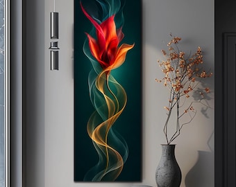 Tempered Glass Wall Art-Modern Floral Glass Wall Art-Bird of Paradise Wall Art-Glass Printing-Large Wall Art-Fire Flower Wall Art-Panoramic
