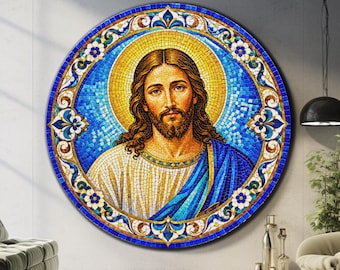 Jesus Wall Art-Tempered Glass Wall Art-Jesus Glass Wall Art-Round Wall Art Modern-Large Wall Glass Wall Art-Catholic Wall Art-Glass Printing
