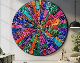 Tempered Glass Wall Art, Modern Glass Wall Art, Round Painting, Abstract Glass Wall Art,Large Glass Wall Art,Abstract Glass Round Wall Decor