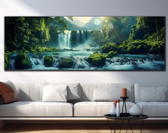 Waterfall Wall Art-Tempered Glass Wall Art-Panoramic Wall Art-Modern Glass Art-Large Glass Wall Art-Landscape Wall Art-Panoramic Landspace