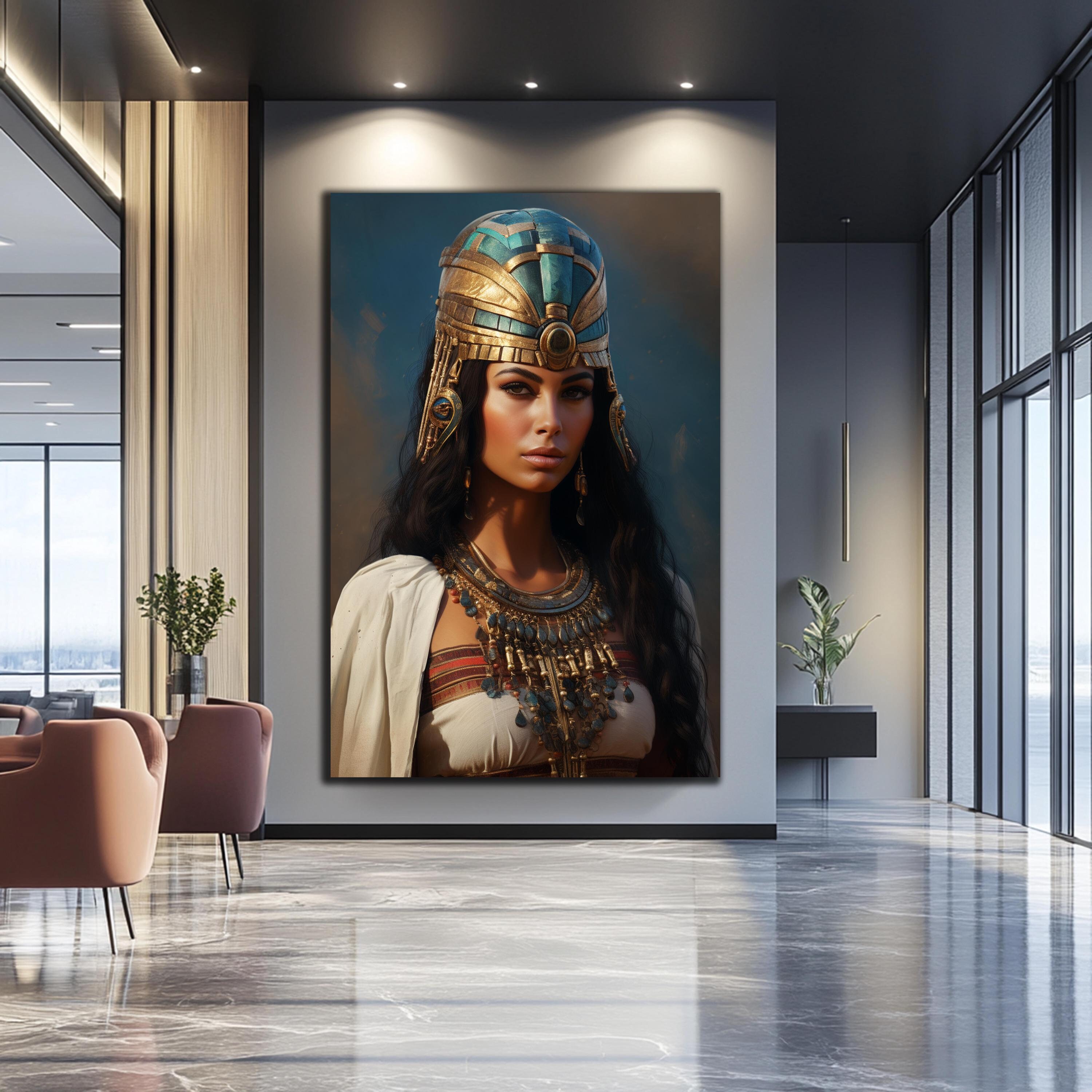 Cleopatra Wall Art-Tempered Glass Wall Art-Egyptian Wall Art-Ancient Egypt Wall Art-Glass Printing-Large Glass Wall Art-Glass Wall Decor