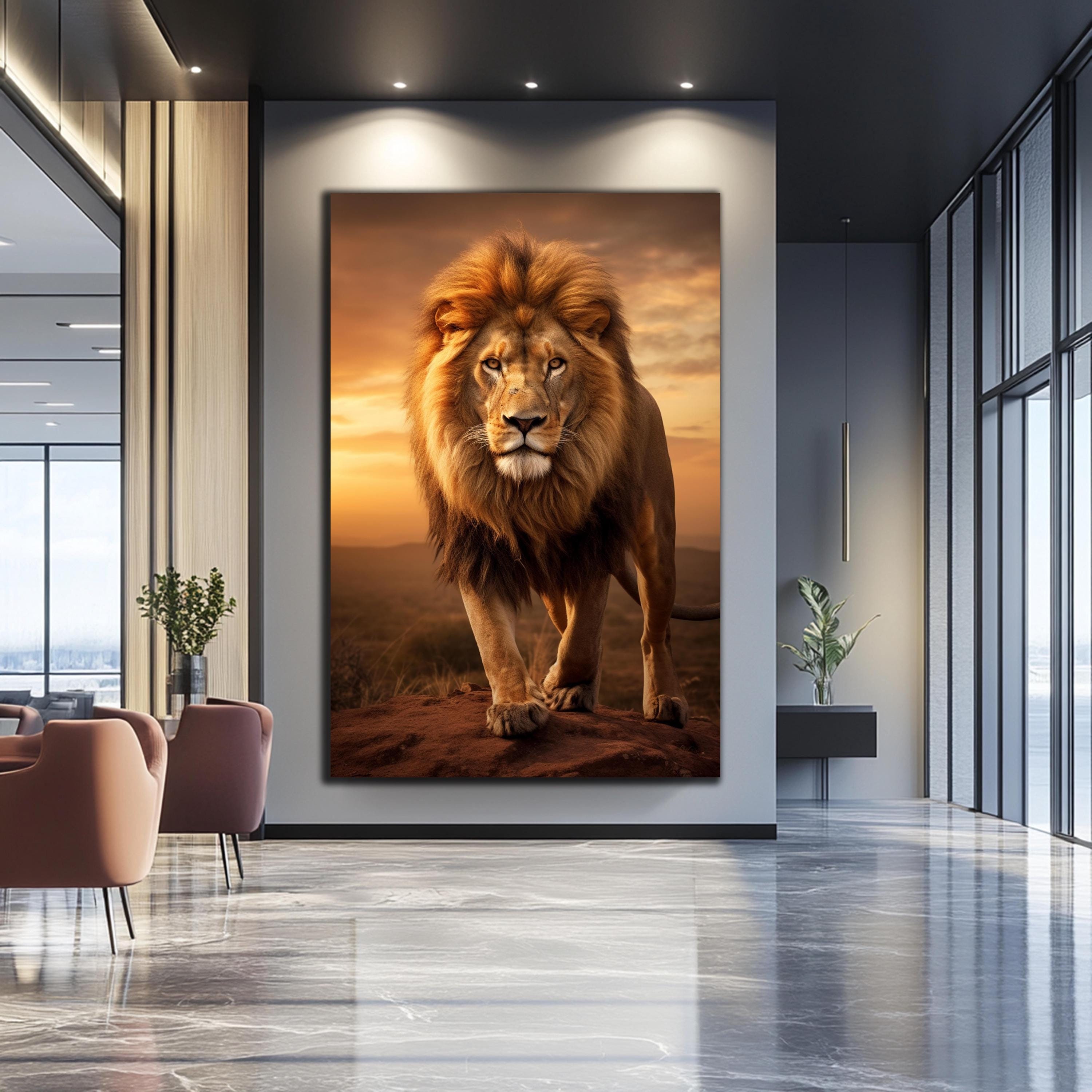 Tempered Glass Wall Art - Lion Wall Art - Big Cats Art - Glass Printing - Large Glass Wall Art-Wall Hangings-Glass Wall Decor-Lion Glass Art