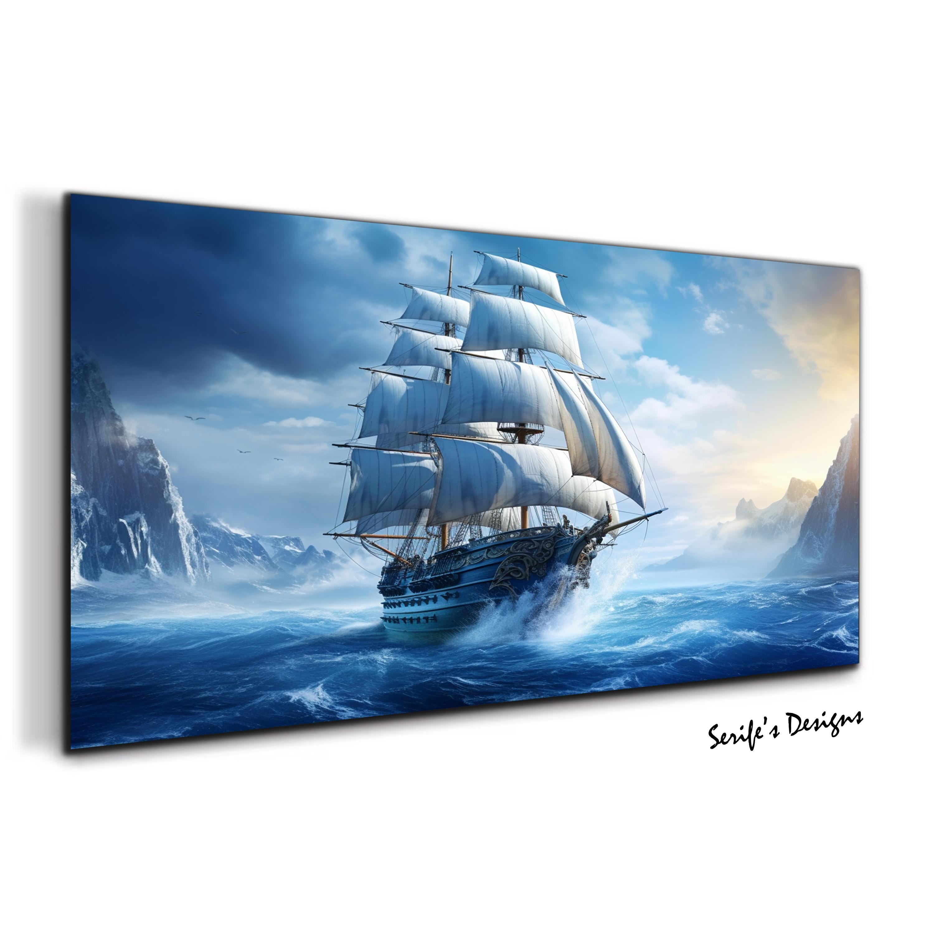 Sailing Ship Wall Art-Pirate Ship Wall Art-Tempered Glass Wall Art-Glass Printing-Large Glass Wall Art-Sea Wall Art-Boat Ocean Wall Art