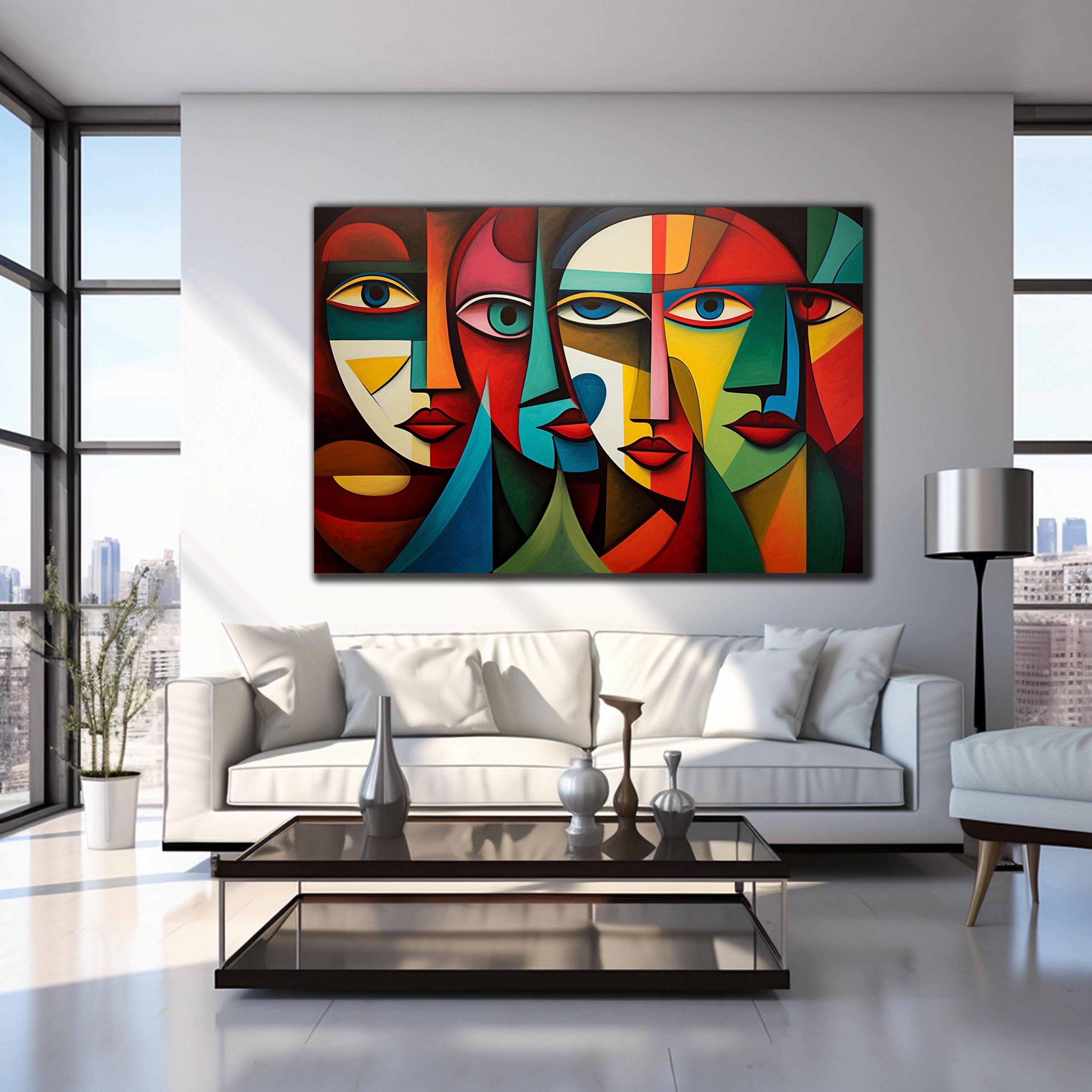 Pablo Picasso Wall Art-Tempered Glass Wall Art-Lips Wall Art-Modern Stained Glass-Glass Printing-Large Glass Wall Art-Custom Photo Glass