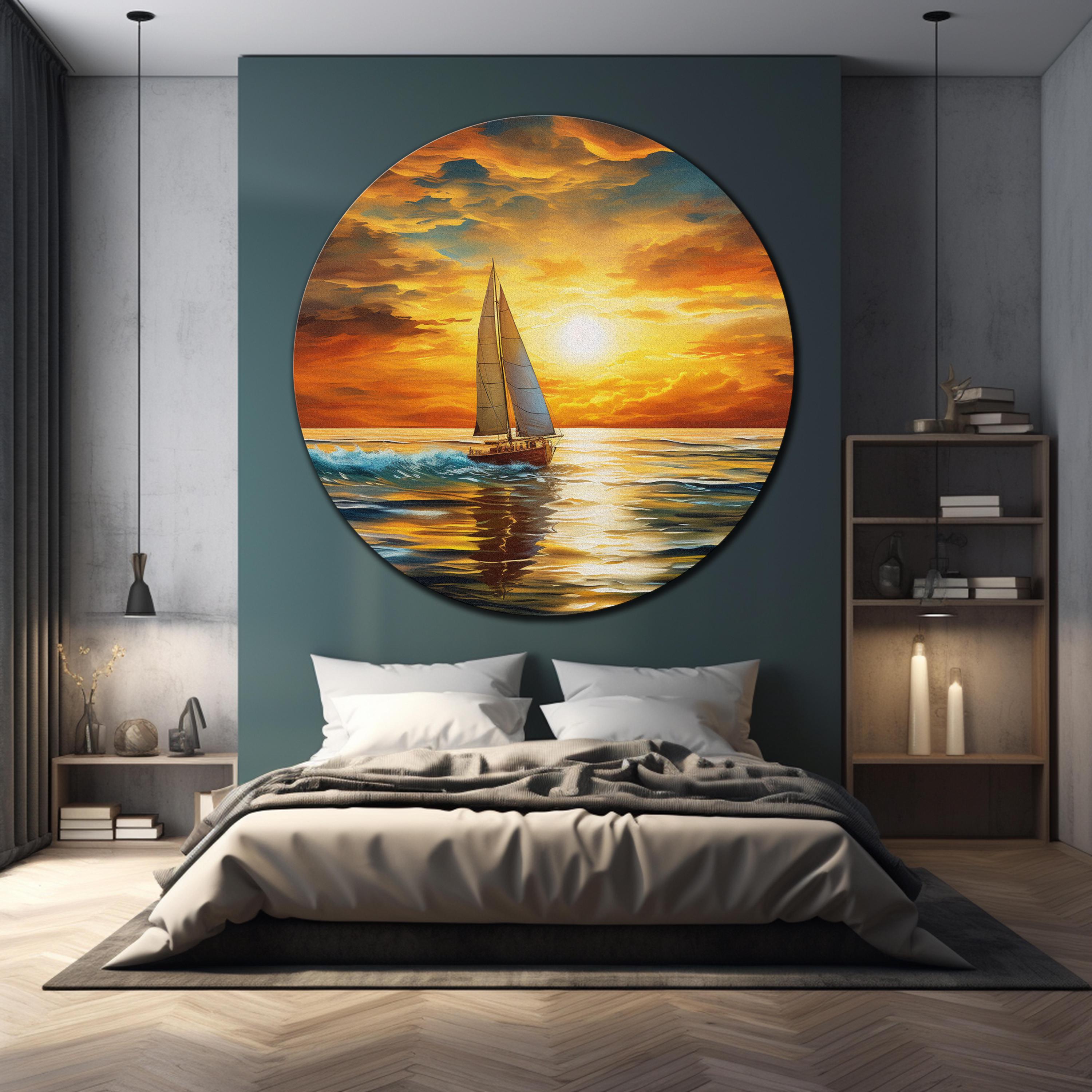 Pirate Ship Wall Art-sailing Ship-tempered Glass Wall Art-round Wall ...