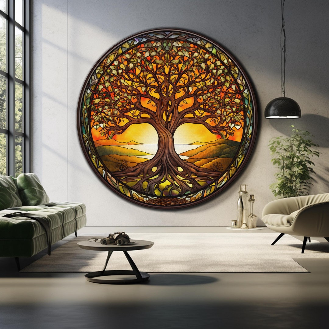 Tree of Life Wall Art-glass Printing-round Wall Decor Gift-glass Large ...