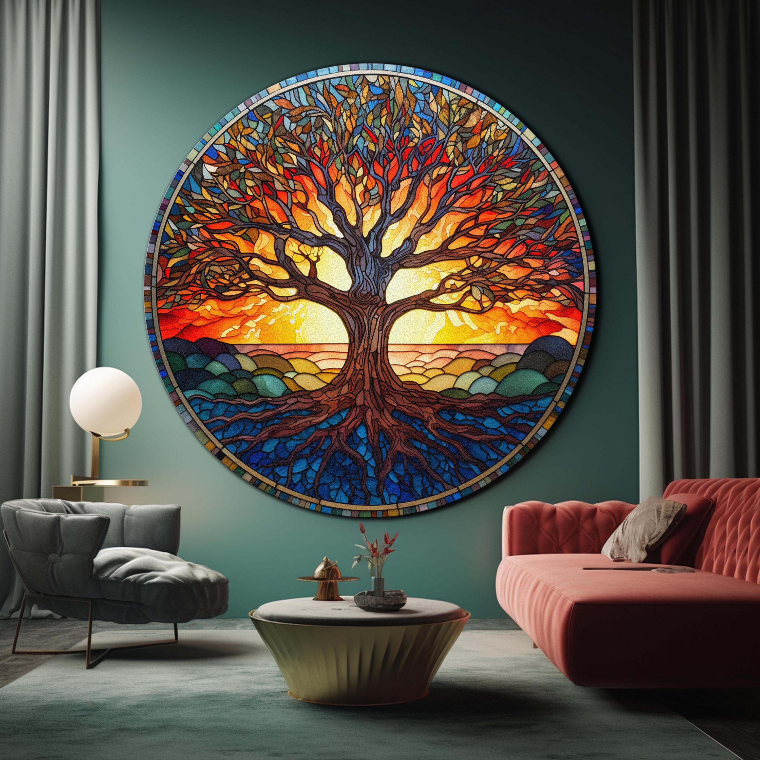 Tree of Life Stained Glass-tempered Glass Wall Art-tree of Life Wall ...