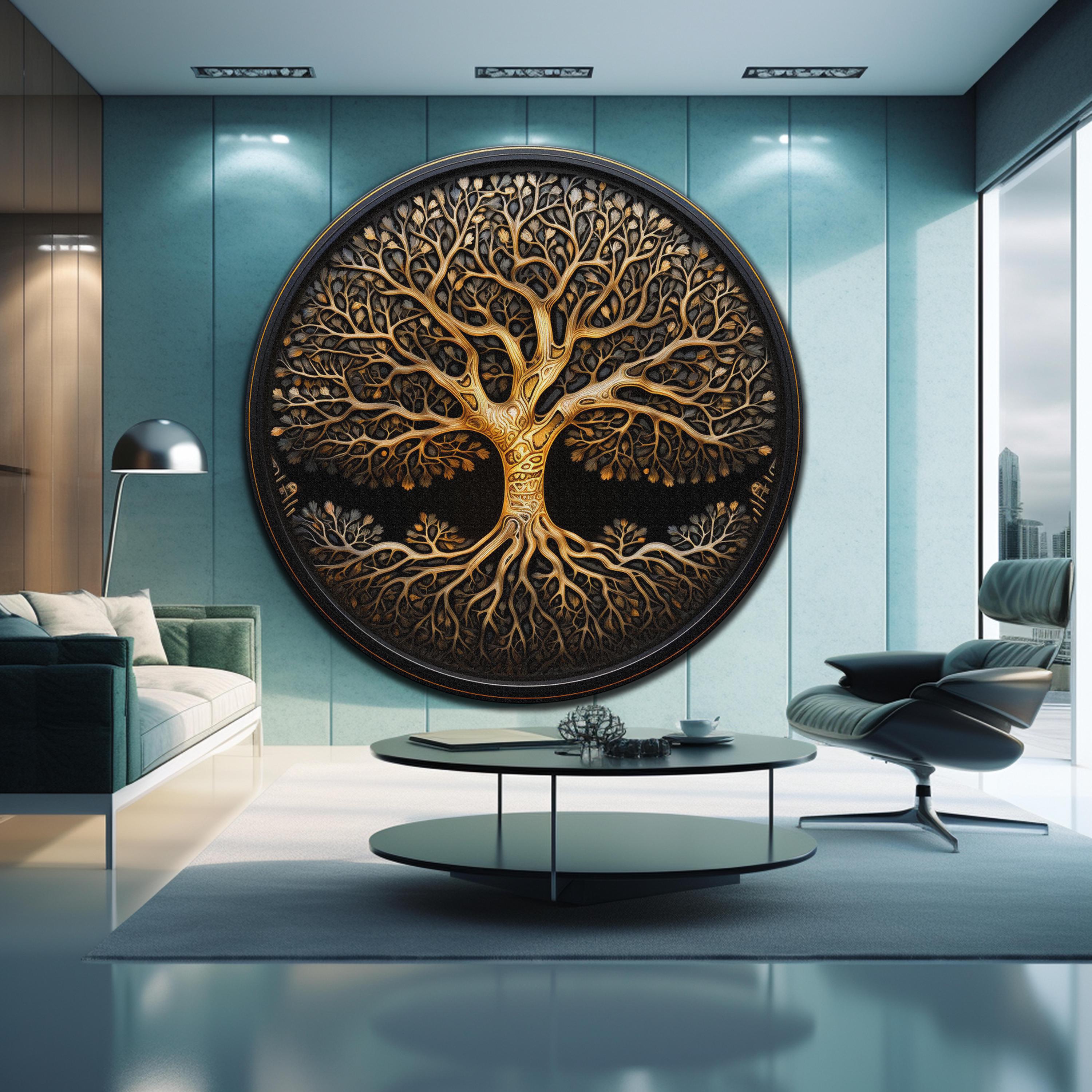 Tempered Glass Wall Art-tree of Life Wall Art-glass Printing-round Wall ...