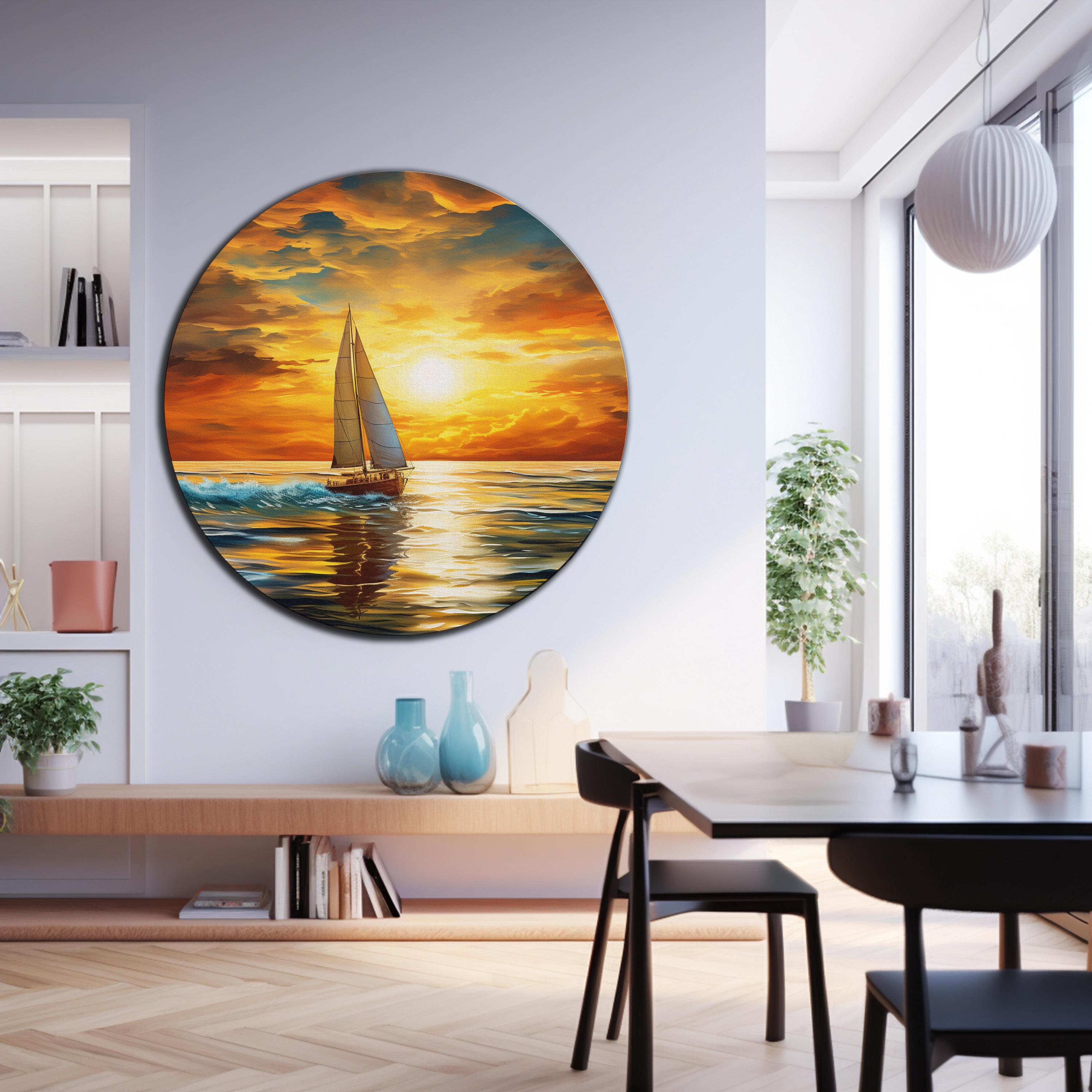 Pirate Ship Wall Art-sailing Ship-tempered Glass Wall Art-round Wall ...