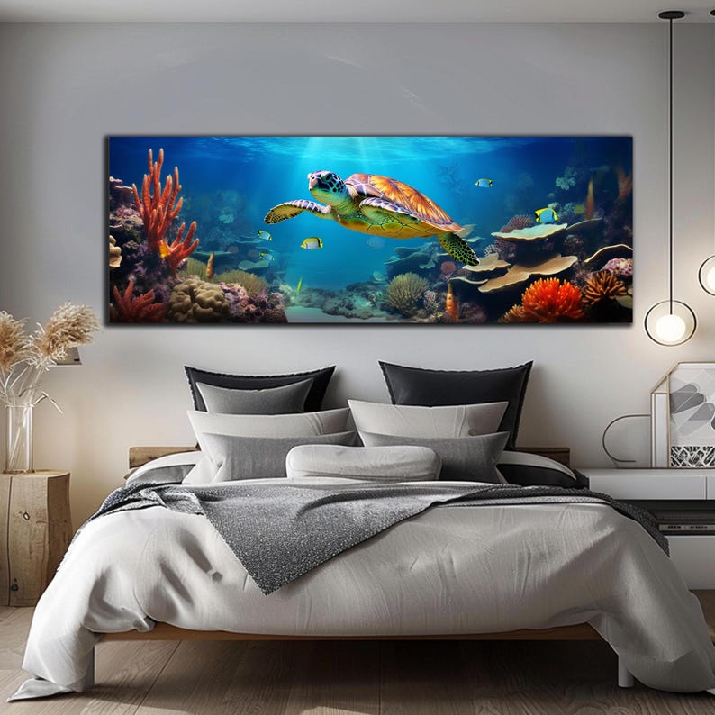 Sea Turtle Wall Art-tempered Glass Wall Art-undersea wall art-glass ...