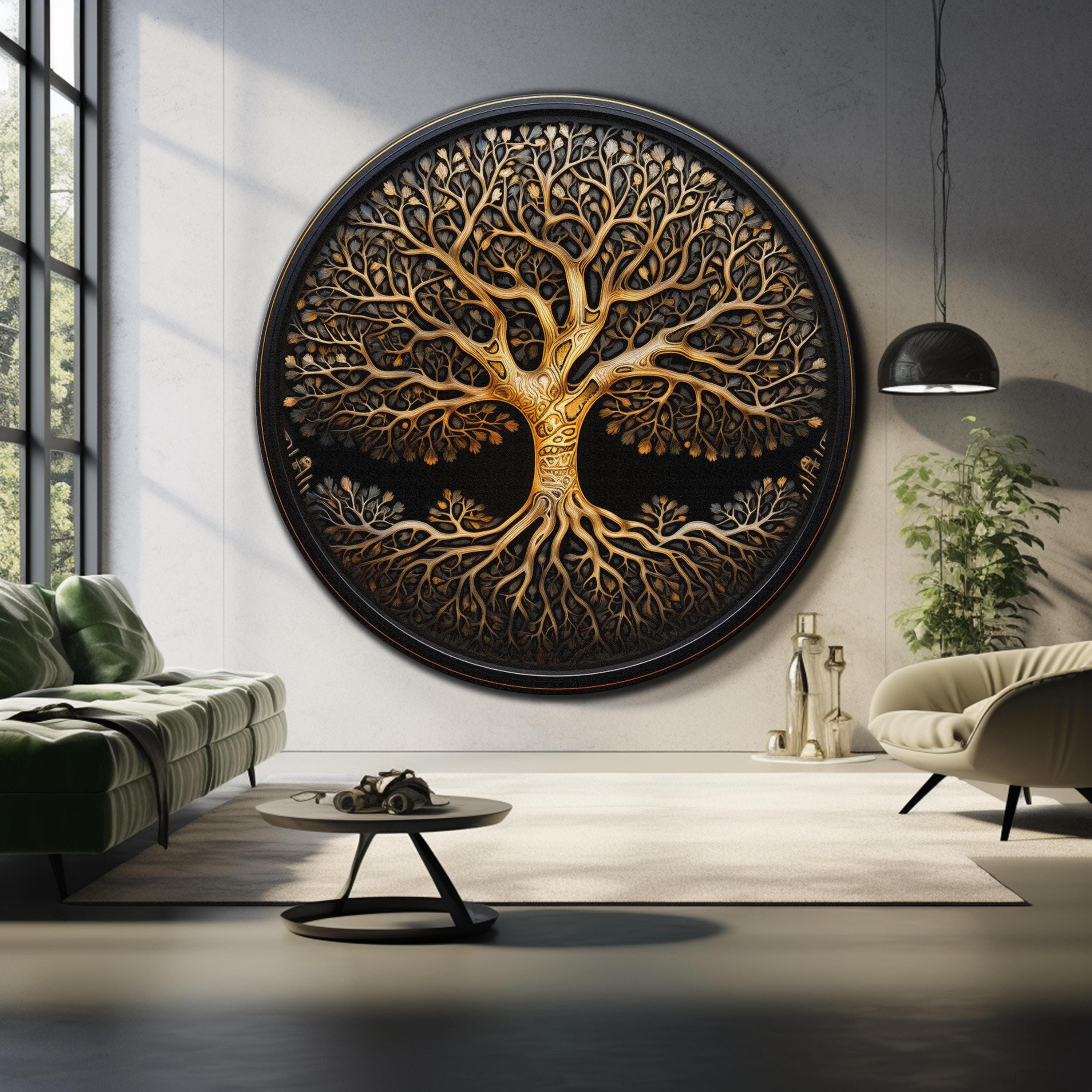 Tempered Glass Wall Art-tree of Life Wall Art-glass Printing-round Wall ...