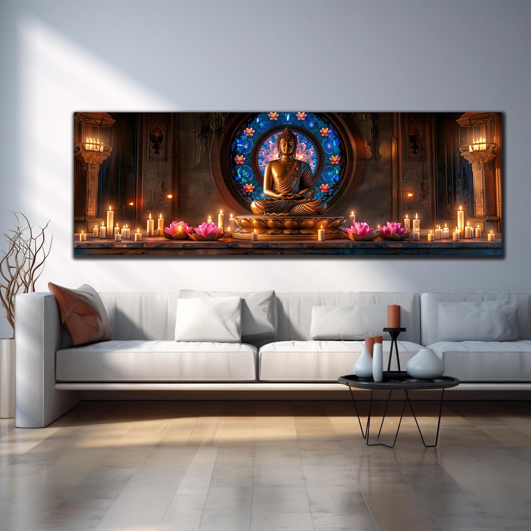 Buddha Wall Art-tempered Glass Wall Art-hindu Wall Art-panoramic Wall ...
