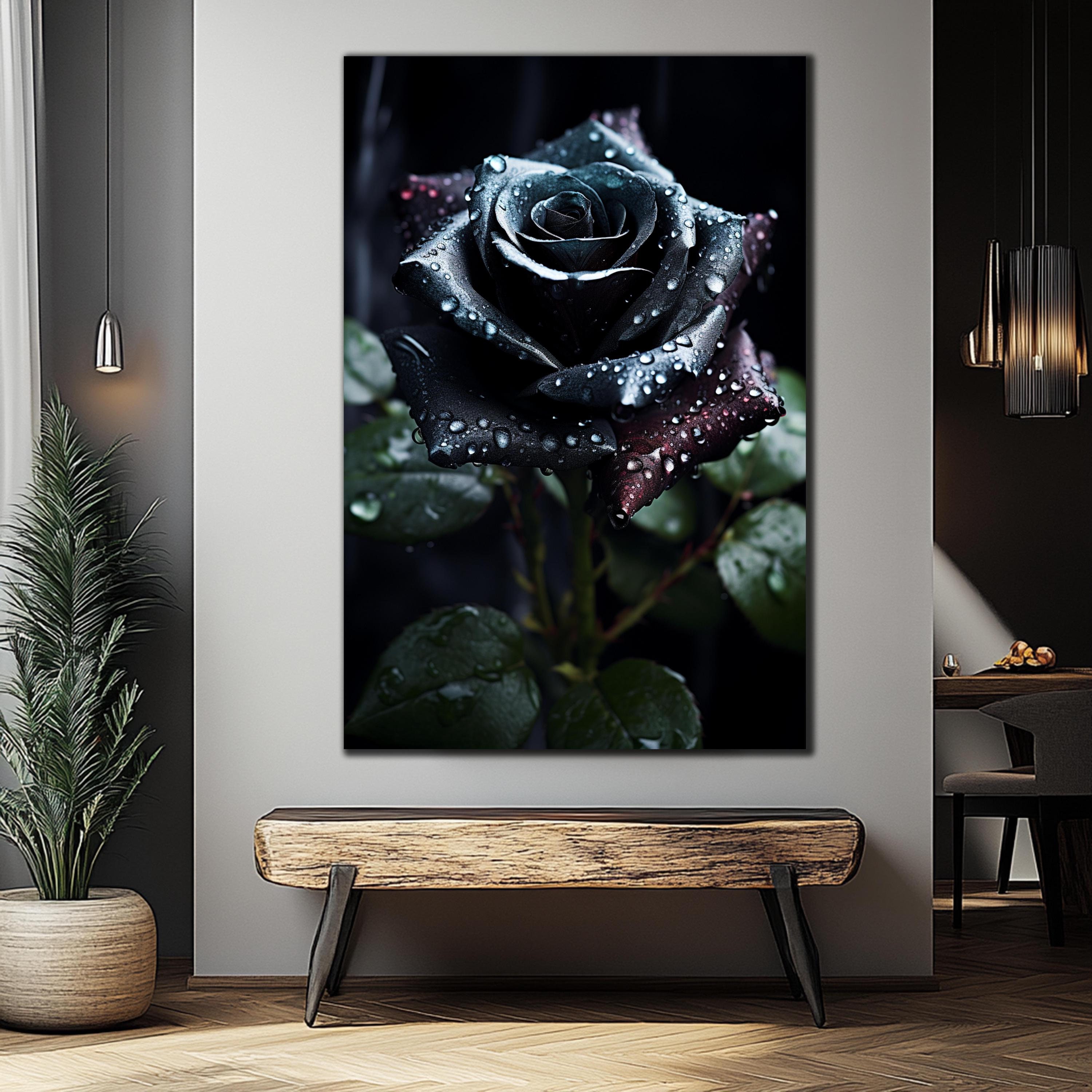 Black Rose Wall Art-Tempered Glass Wall Art-Glass Printing-Large Wall Art-Black Flower Wall Art-Black Rose Wall Decor-Wall Hangings