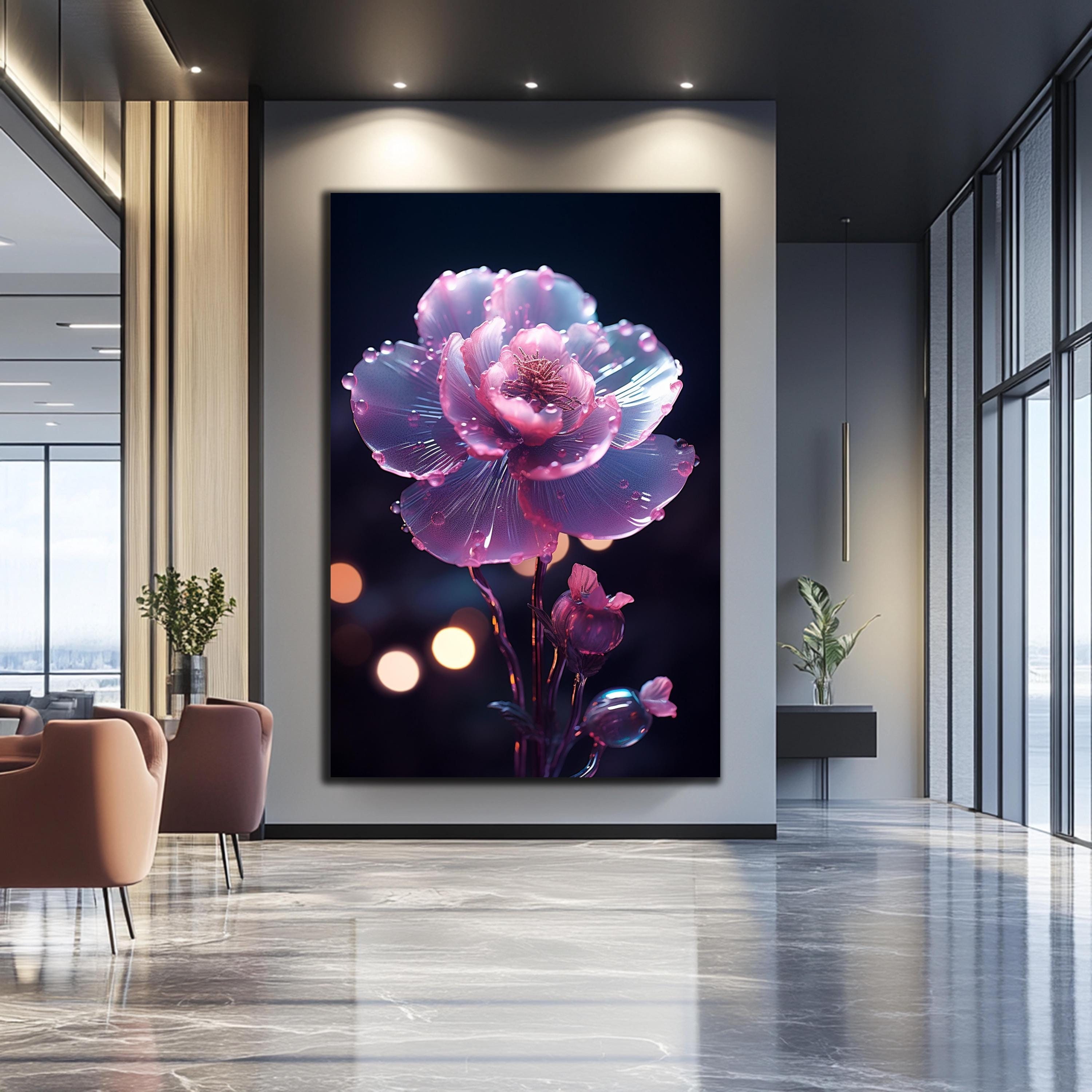 Flower Wall Art-Tempered Glass Wall Art-Flower Glass Wall Art-Stained Glass Print-Large Glass Wall Art-Stained Glass Flower-Glass Printing