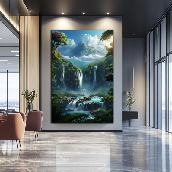 Waterfall Wall Art glass Printing tempered Glass Wall Art wall Hangings modern Glass Art large Glass Wall Art landscape Wall Art Etsy Ireland