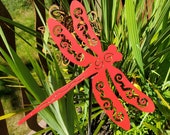 Dragonfly Garden Stake - Painted - Yard Art - Garden Art - Dragonfly - 26 inch Stake