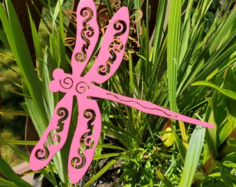 Dragonfly Garden Stake - Painted - Yard Art - Garden Art - Dragonfly - 26 inch Stake