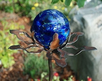 Garden Glass Ball - GARDEN STAKE - Metal Steel Enclosure