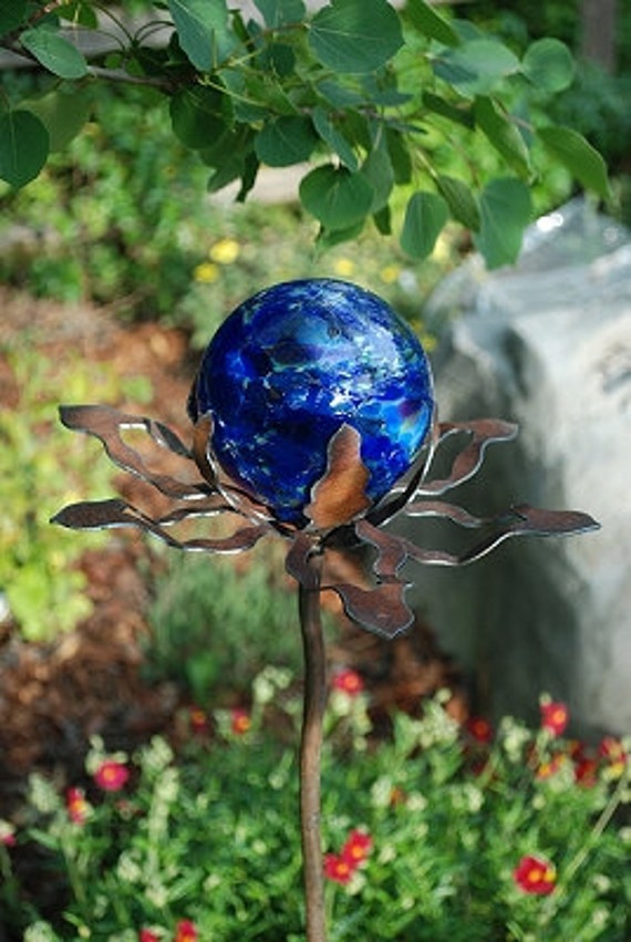 Garden Glass Ball GARDEN STAKE Metal Steel Enclosure Etsy