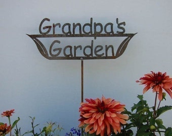 Great Gift -  Grandpa's OR Dad's OR Papa's Garden Sign Metal Stake