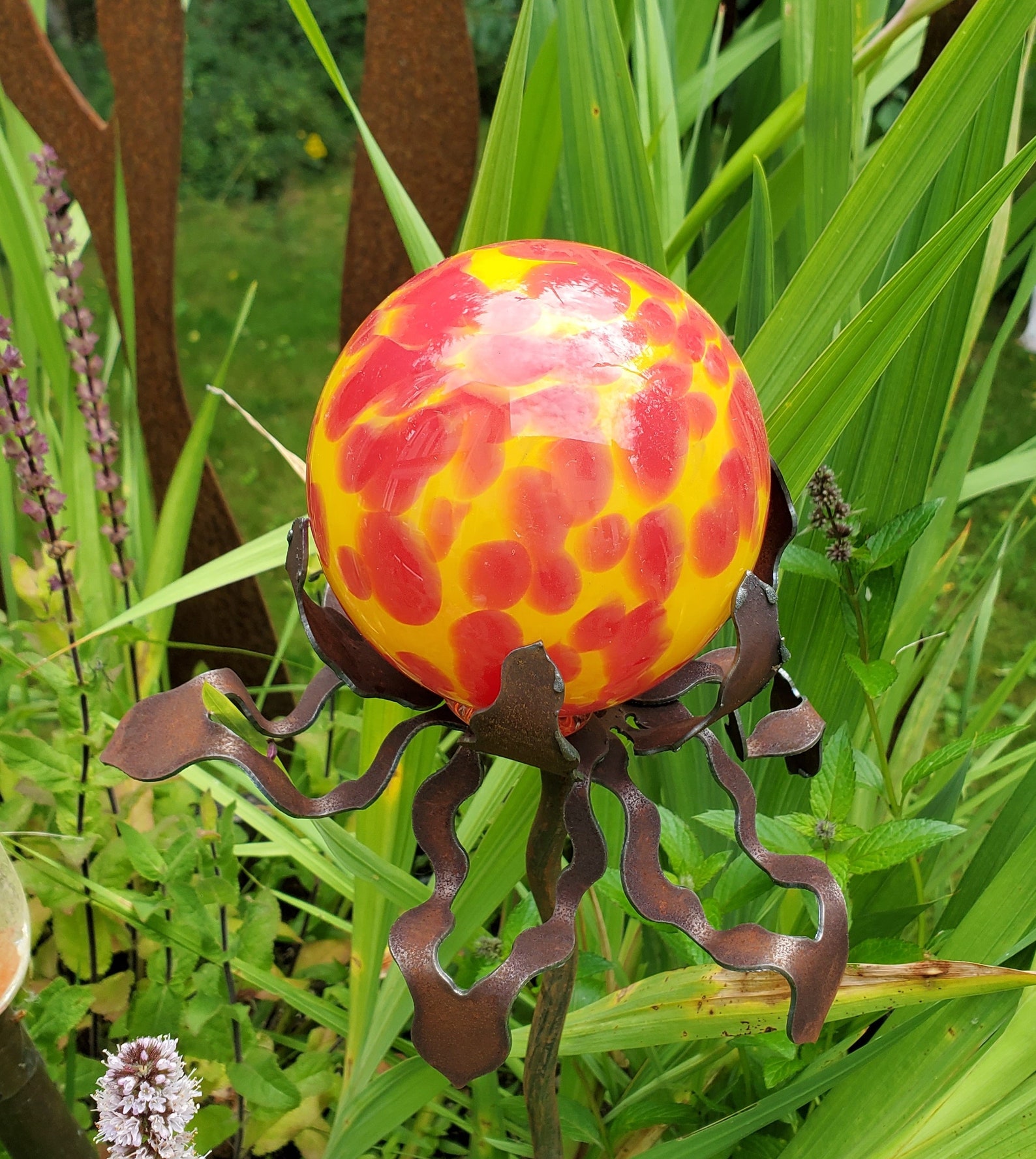 Garden Glass Ball GARDEN STAKE Metal Steel Enclosure Etsy