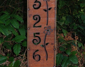 NEW - HOUSE ADDRESS Panel Stake - Rusted Steel - 6 Designs to Choose From