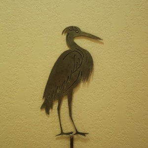 Metal Heron Garden Stake - Miniature