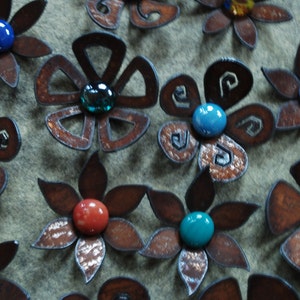 Set of 3 - Flower Magnets Steel Metal Glass  - 3 FOR 15.00