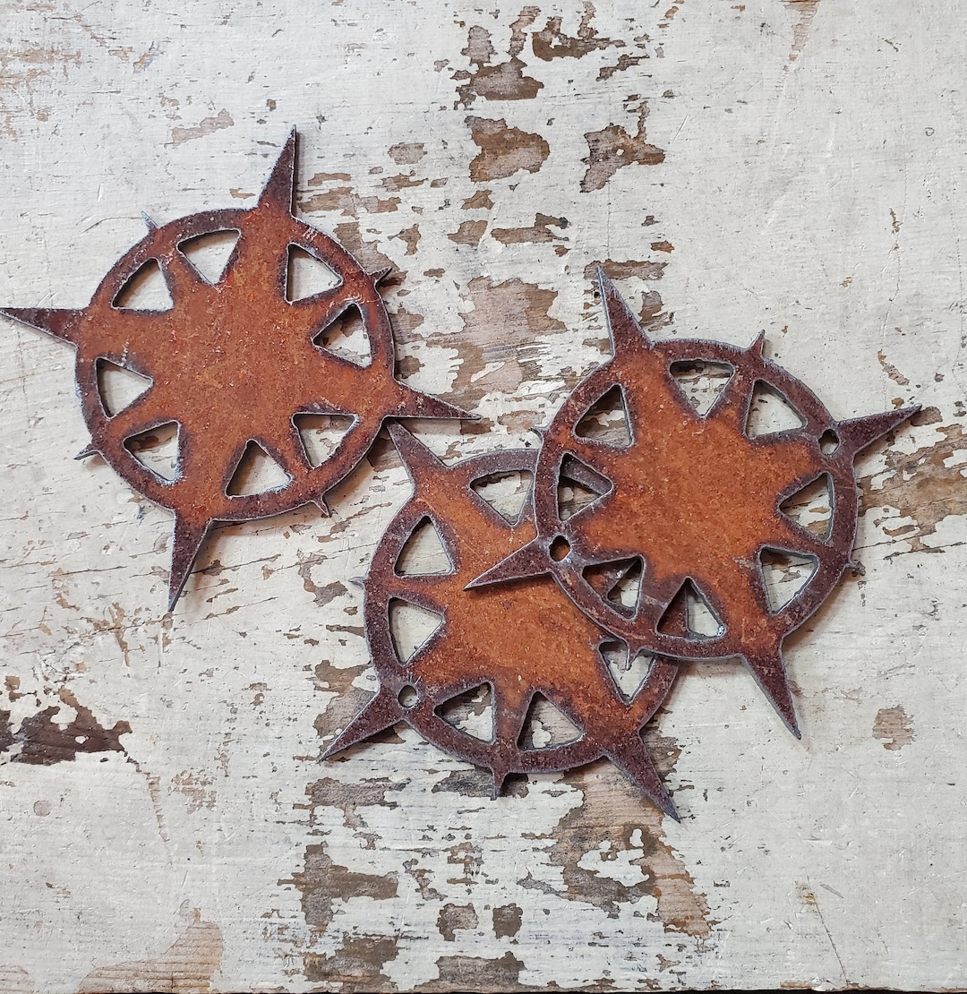 Metal Rustic Symbols Numbers Letters Compass 3 Inch - Rusted Steel - Etsy