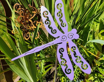 Dragonfly Garden Stake - Painted - Yard Art - Garden Art - Dragonfly - 26 inch Stake