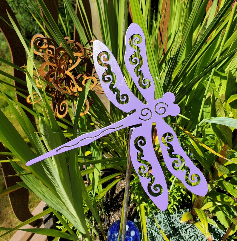 Dragonfly Garden Stake Painted Yard Art Garden Art Etsy
