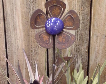 Garden Double Petal Jumbo Flower - w/glass - 10 to 18 inches tall