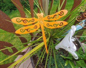 Dragonfly Garden Stake - Painted - Yard Art - Garden Art - Dragonfly - 26 inch Stake