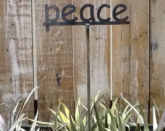 SHIP NOW - PEACE - Garden Stake - Metal Garden Sign - 19 Inches Tall