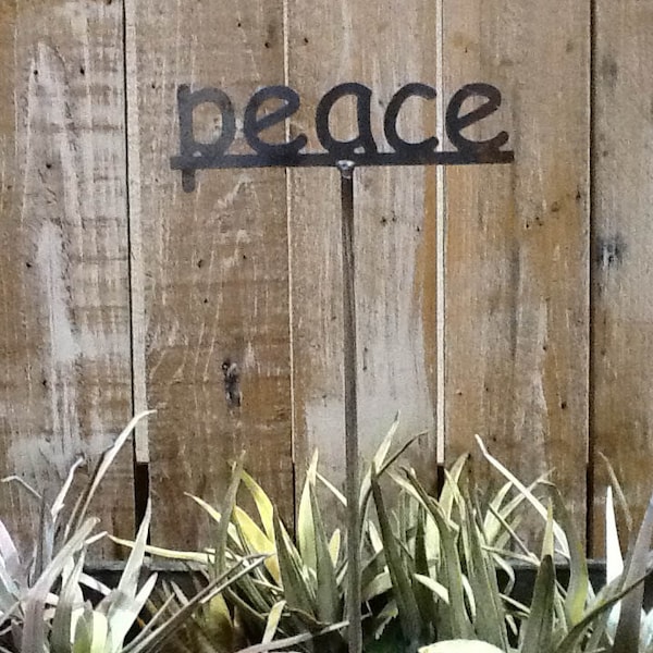 SHIP NOW - PEACE - Garden Stake - Metal Garden Sign - 19 Inches Tall