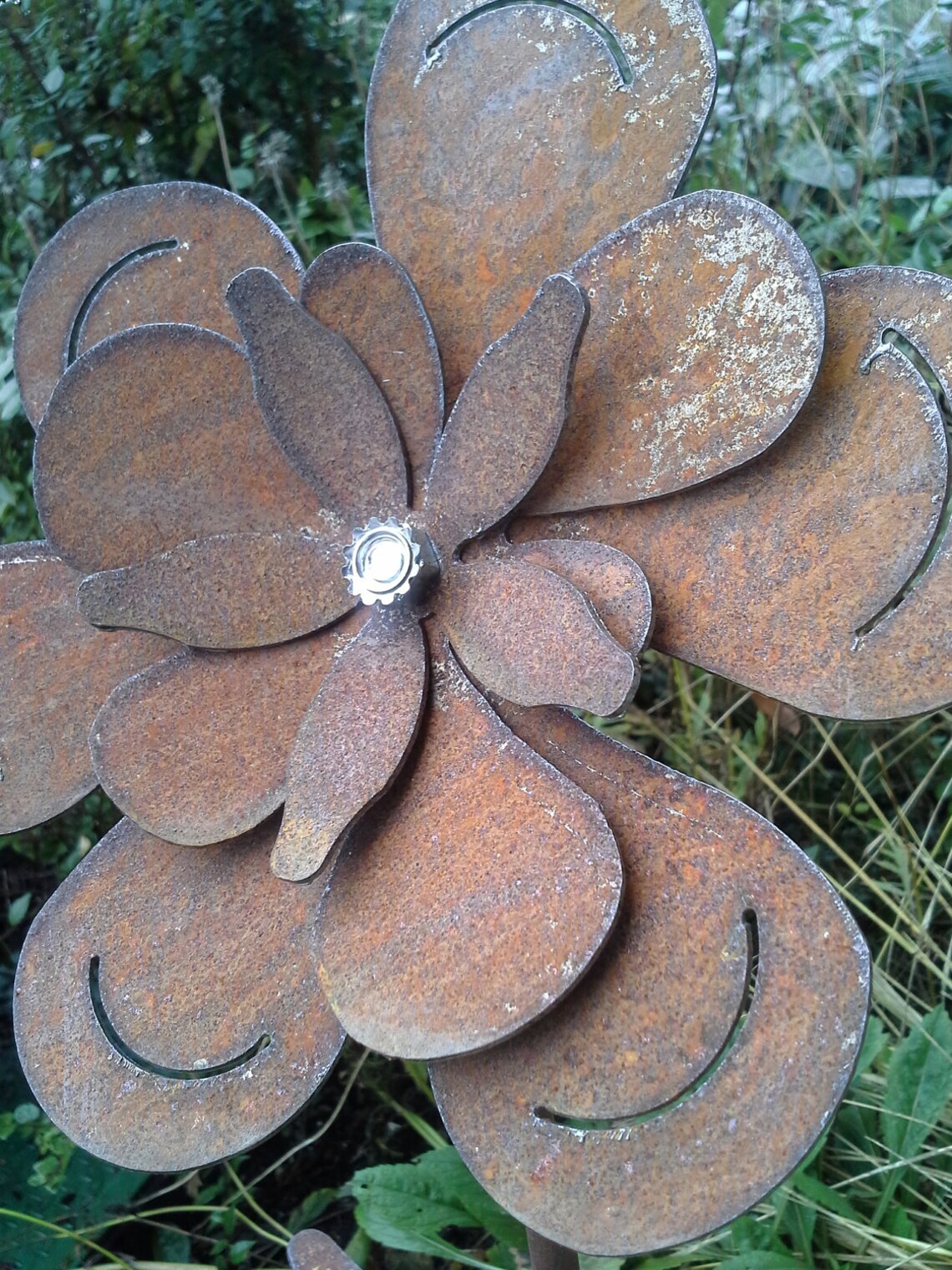 Rusted Sponge Flower for Your Garden Metal Garden Art Etsy