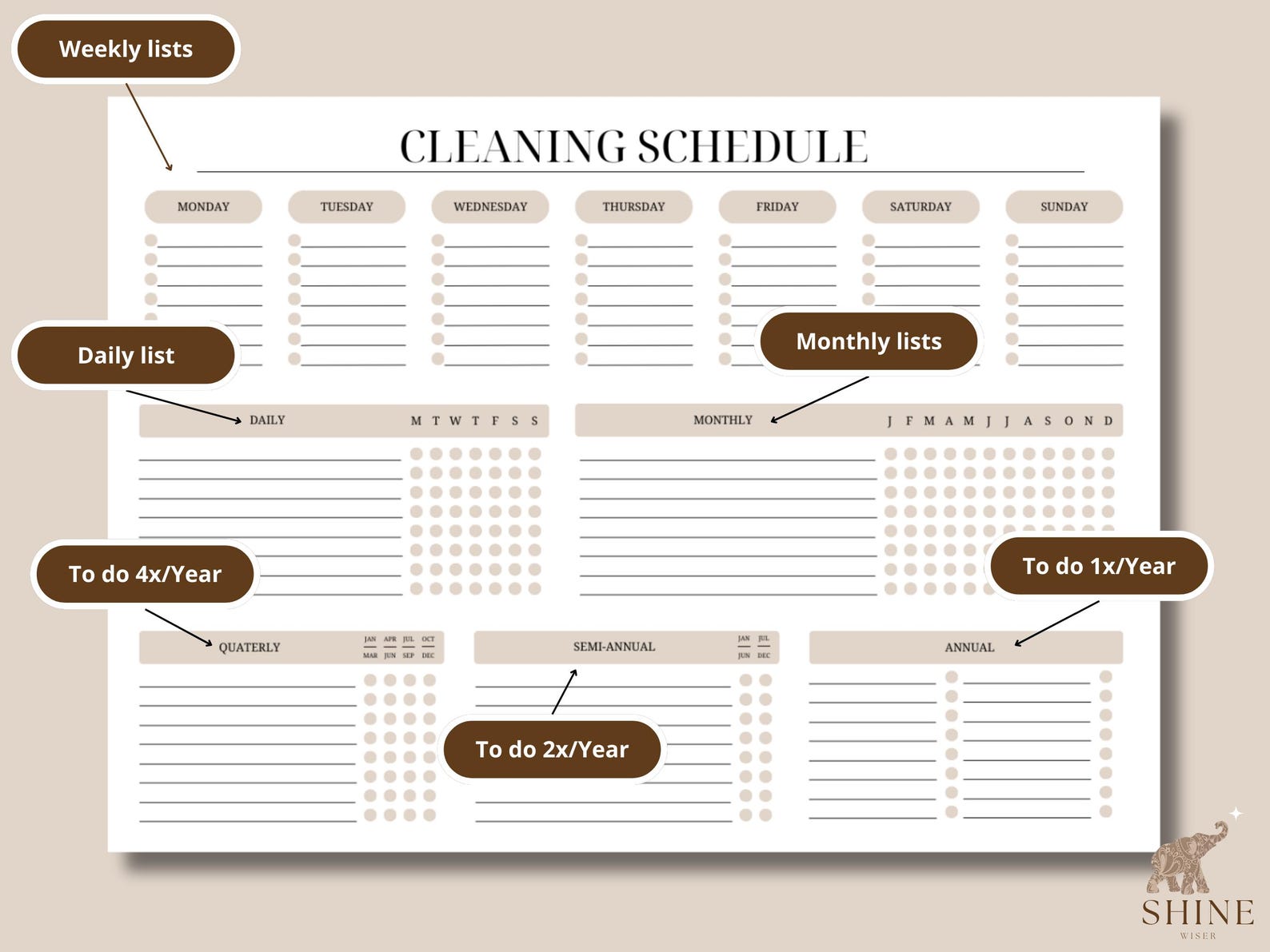 EDITABLE Cleaning Schedule Prefilled Planner, Cleaning Checklist ...