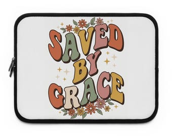 Saved By Grace – Groovy Floral Laptop Sleeve – Water Resistant Neoprene Case