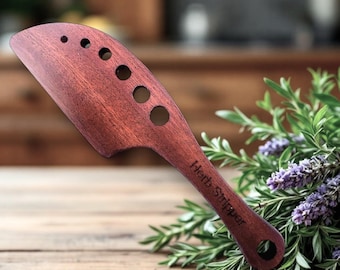 Pelador de hierbas de madera para romero y tomillo. Herramienta para eliminar hierbas de jardín. Utensilio de cocina de madera natural, ecológico. Regalo ideal para cocineros.