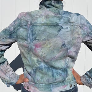 Hand Dyed Denim Jacket: Ice Dyed, Pastel, Boho Chic