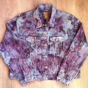 Hand-Dyed Denim Jacket: Ice Dyed, Black Cherry, Boho Chic