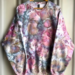 Multicolored Ice-Dye Sweatshirt |Black Cherry & Blue-Gray | Hand-Dyed Crewneck or Hoodie